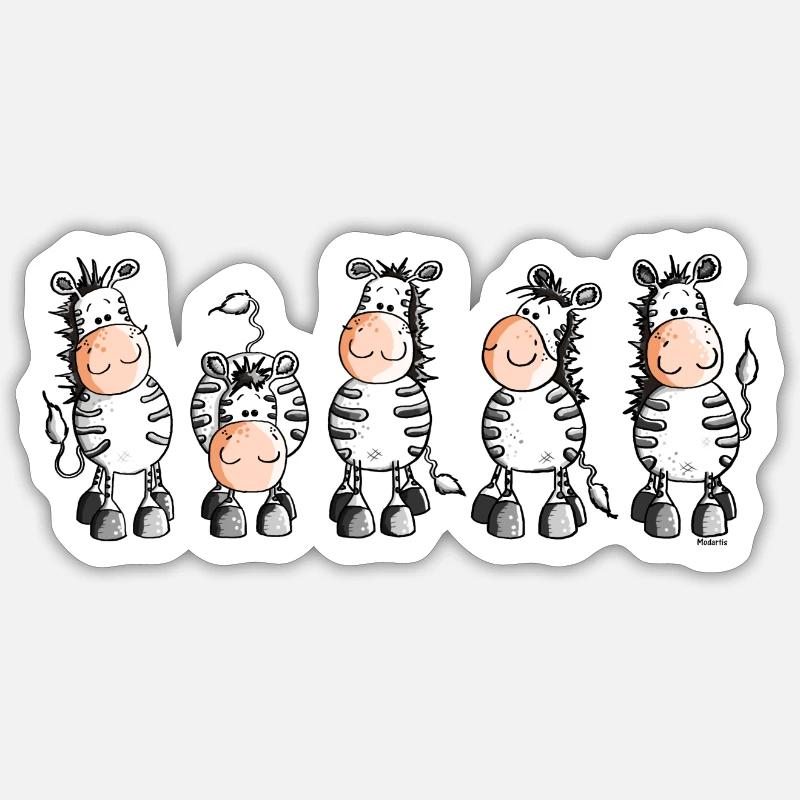 Funny Zebras - Zebra - Sticker Größe S (10 x 10 cm) - Mattweiß