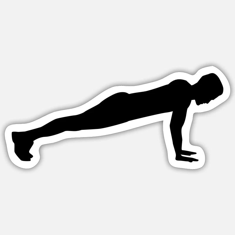 Liegestütz - Sticker Größe S (10 x 10 cm) - Mattweiß
