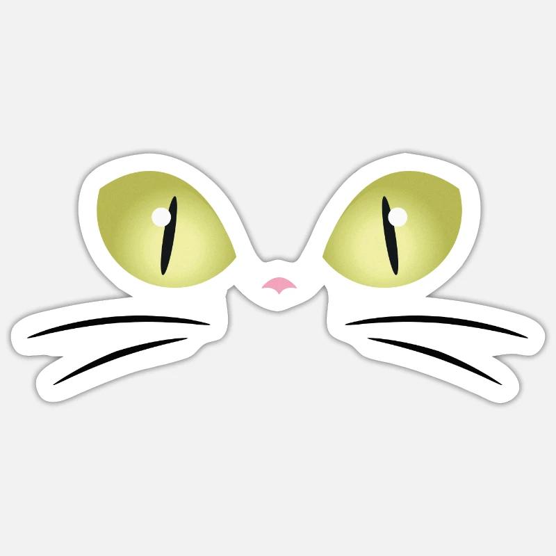Yeux de chat - Sticker taille S (10 x 10 cm) - blanc mat