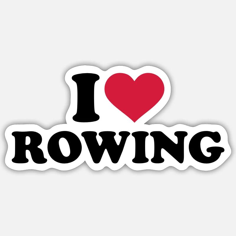 I love Rowing - Sticker taille S (10 x 10 cm) - blanc mat
