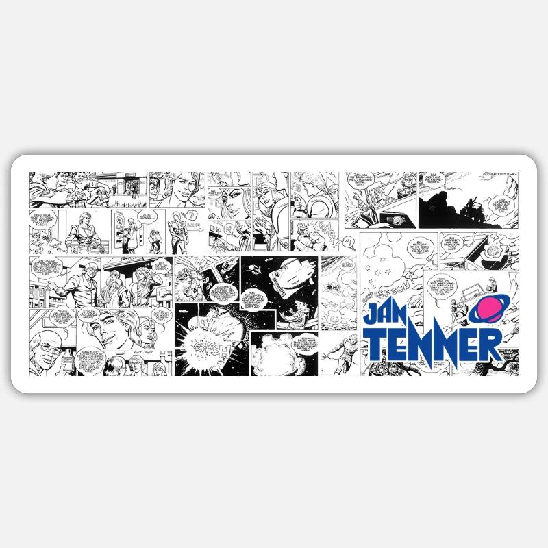 Jan Tenner Comic black & white Tasse - Sticker Größe S (10 x 10 cm) - Mattweiß