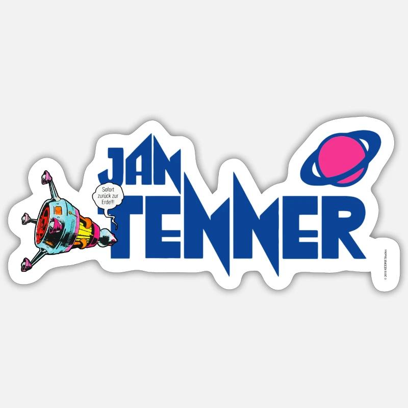 Jan Tenner Logo Mit Raumschiff Silbervogel Sticker Größe S (10 x 10 cm)