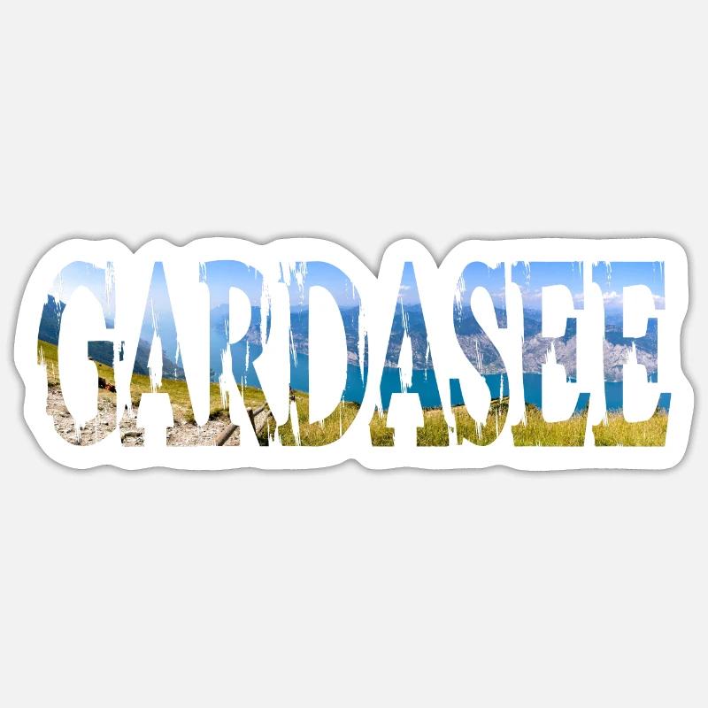 Lac de Garde Italie - Sticker taille S (10 x 10 cm) - blanc mat