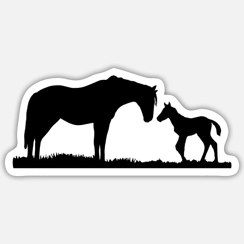 chevaux - Sticker taille S (10 x 10 cm) - blanc mat