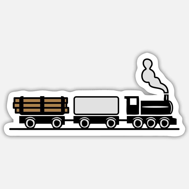 dampflok chemin de fer train de marchandises de jo - Sticker taille S (10 x 10 cm) - blanc mat