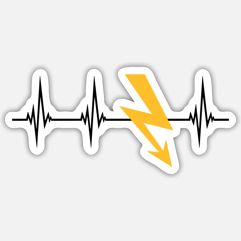 strom puls herzschlag frequenz elektrisch blitz en Sticker Größe S (10 x 10 cm)