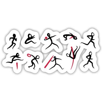 Zehnkampf, Leichtathletik - Sticker Größe S (10 x 10 cm) - Mattweiß - Vorne