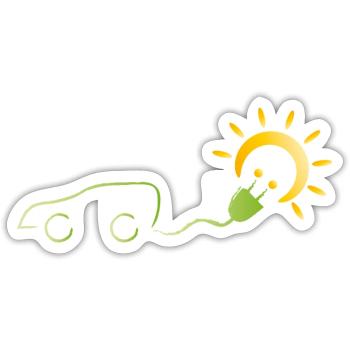 electric car solar energy - Sticker size S (10 x 10 cm) - white matte - Front