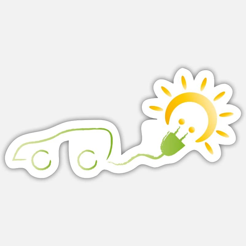 elektroauto solarenergie - Sticker Größe S (10 x 10 cm) - Mattweiß