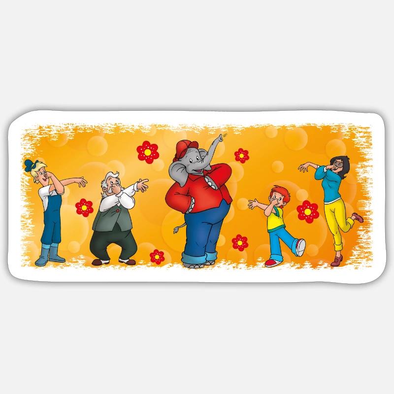 Benjamin Blümchen Alle Tanzen Elefantentanz - Sticker Größe S (10 x 10 cm) - Mattweiß