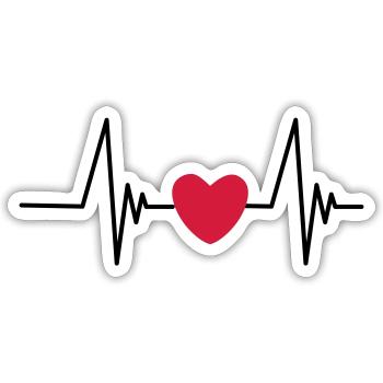Coeur Puls fréquence Fréquence Cardiaque Fréquence cardiaque Clipart - Sticker taille S (10 x 10 cm) - blanc mat - Devant