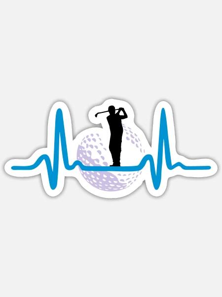 Golfer & Herzschlag - Golf - Sticker Größe S (10 x 10 cm) - Mattweiß