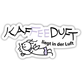 Fee mit Kaffee - Sticker Größe S (10 x 10 cm) - Mattweiß - Vorne