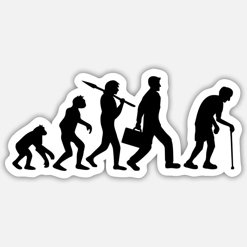 Evolution grandpa design - Sticker size S (10 x 10 cm) - white matte