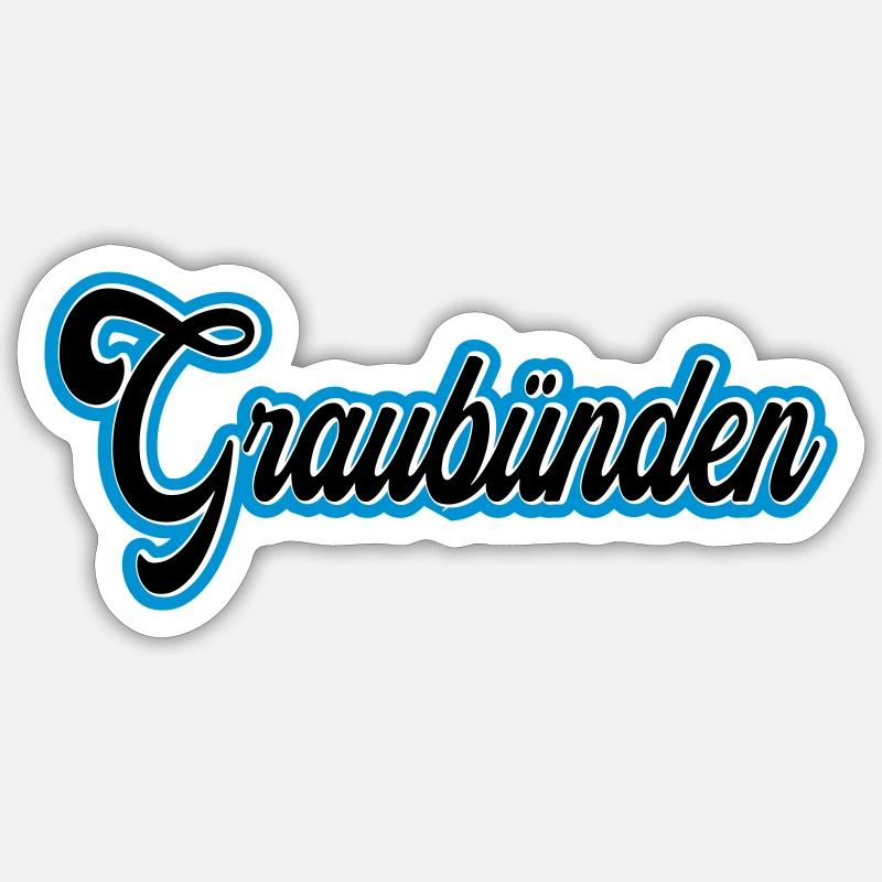 Graubünden Script mit Blau Outline Sticker Größe S (10 x 10 cm)