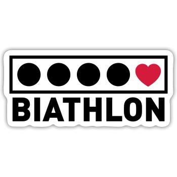 Biathlon targets with hearts - Sticker size S (10 x 10 cm) - white matte - Front