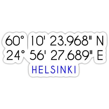 Helsinki Koordinaten - Sticker Größe S (10 x 10 cm) - Mattweiß - Vorne
