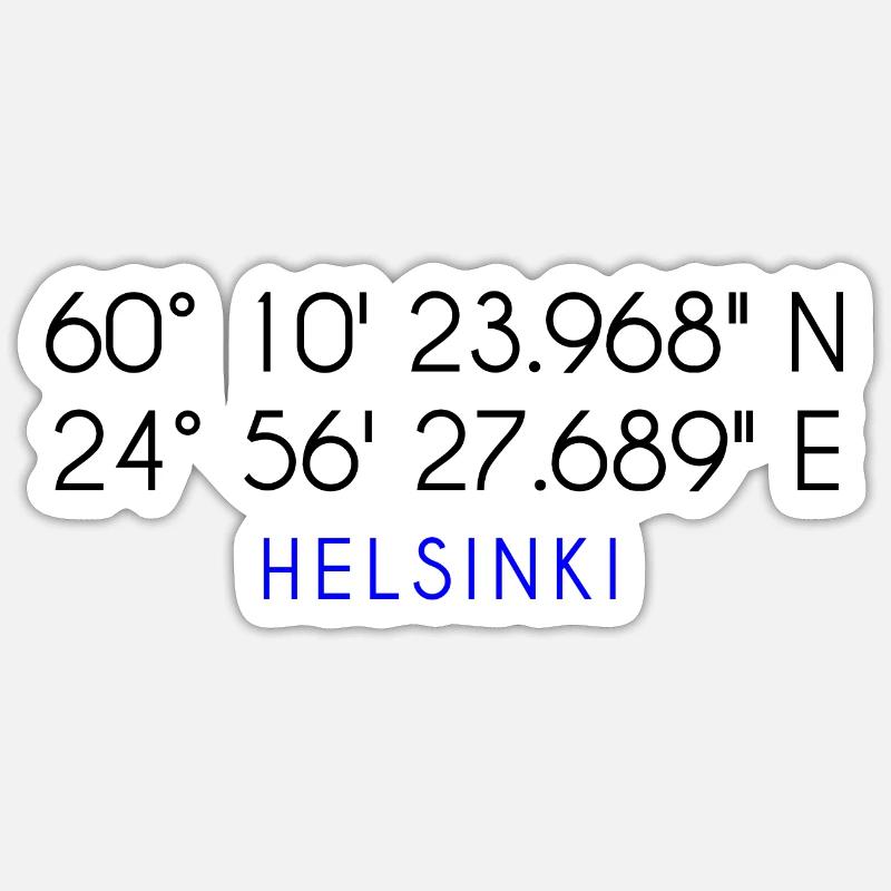 Helsinki coordinates - Sticker size S (10 x 10 cm) - white matte