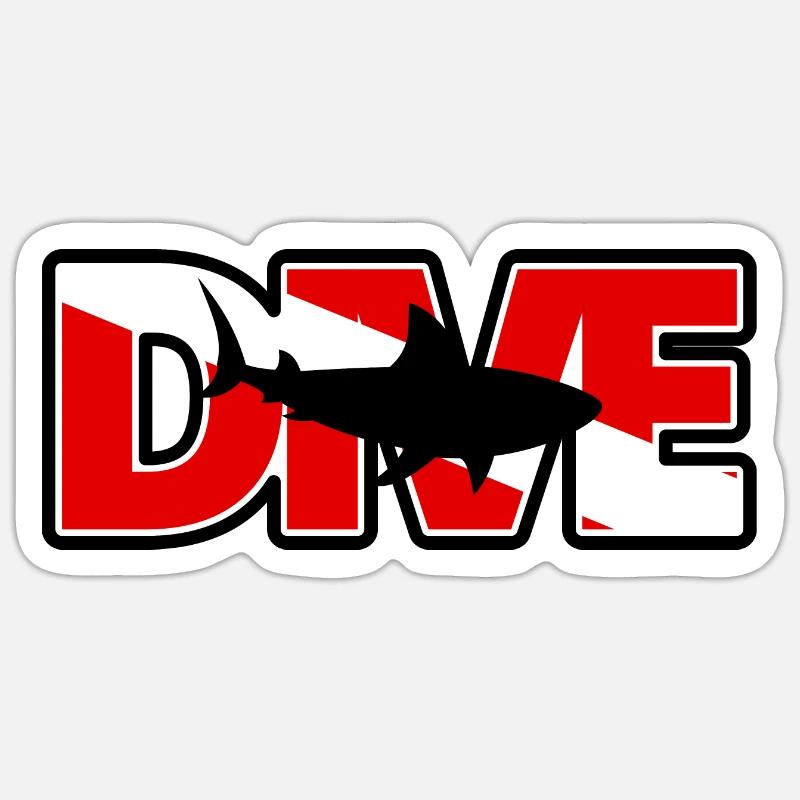 DIVE CHARACTERISTICS SHARK - Sticker size S (10 x 10 cm) - white matte