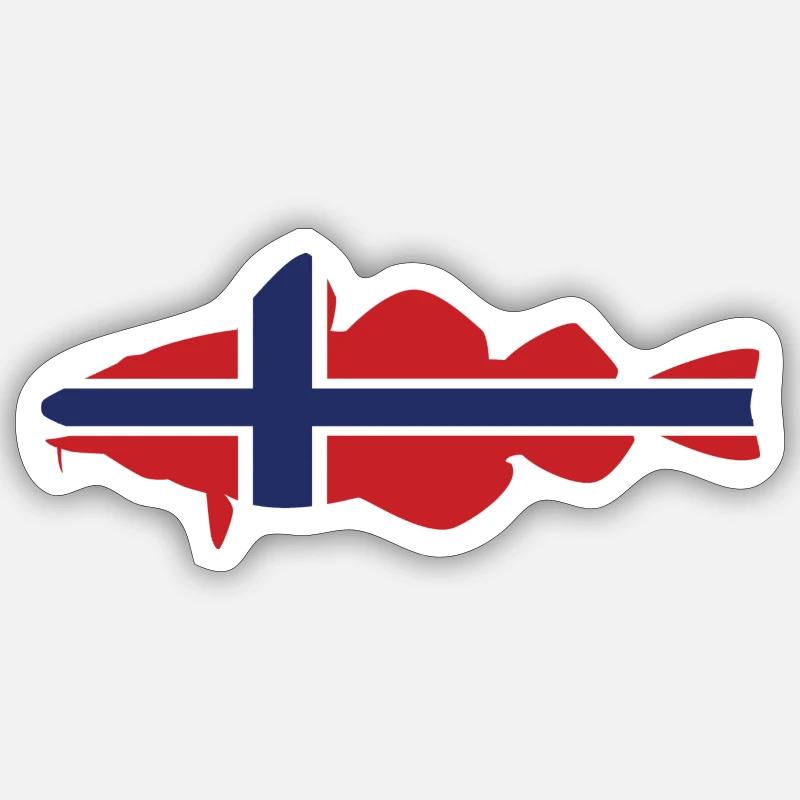 Morue de Norvège - Sticker taille S (10 x 10 cm) - blanc mat