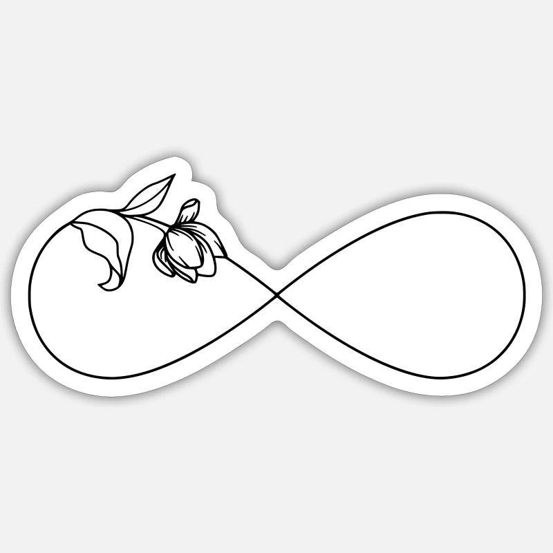 Symbole de l'infini simple Infinity avec fleur Sticker taille S (10 x 10 cm)