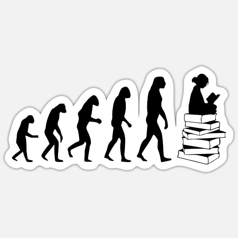 Read Evolution - Sticker Größe S (10 x 10 cm) - Mattweiß