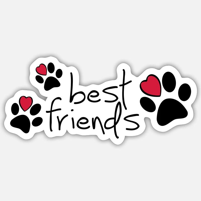 Slagon bester Freund, ich liebe meinen Hund oder meine Katze. Sticker Größe S (10 x 10 cm)