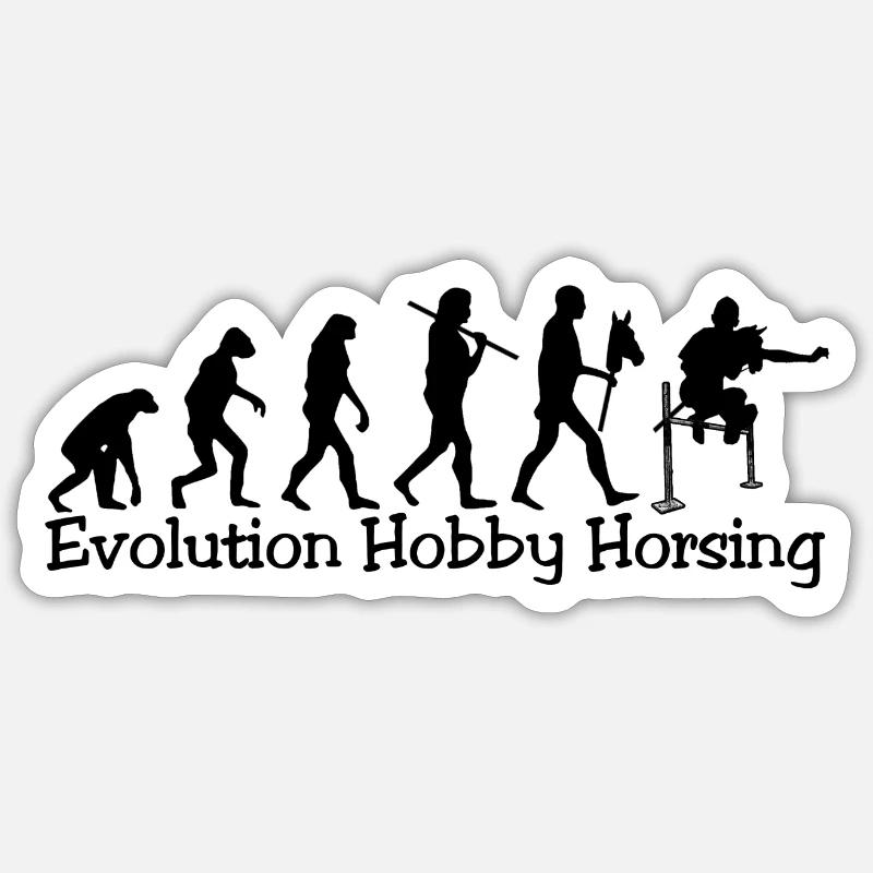 Evolution Hobby Horsing (schwarz) - Sticker Größe S (10 x 10 cm) - Mattweiß