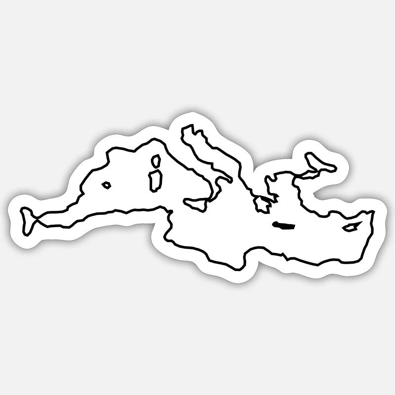 Design minimaliste de la mer Méditerranée - Sticker taille S (10 x 10 cm) - blanc mat