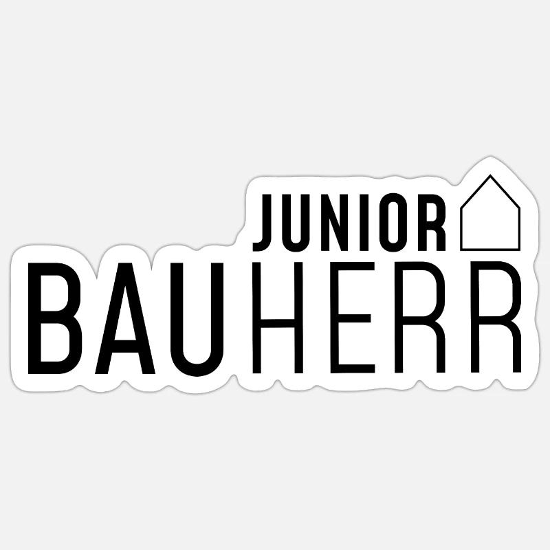 Junior Bauherr mit Haus - Sticker Größe S (10 x 10 cm) - Mattweiß