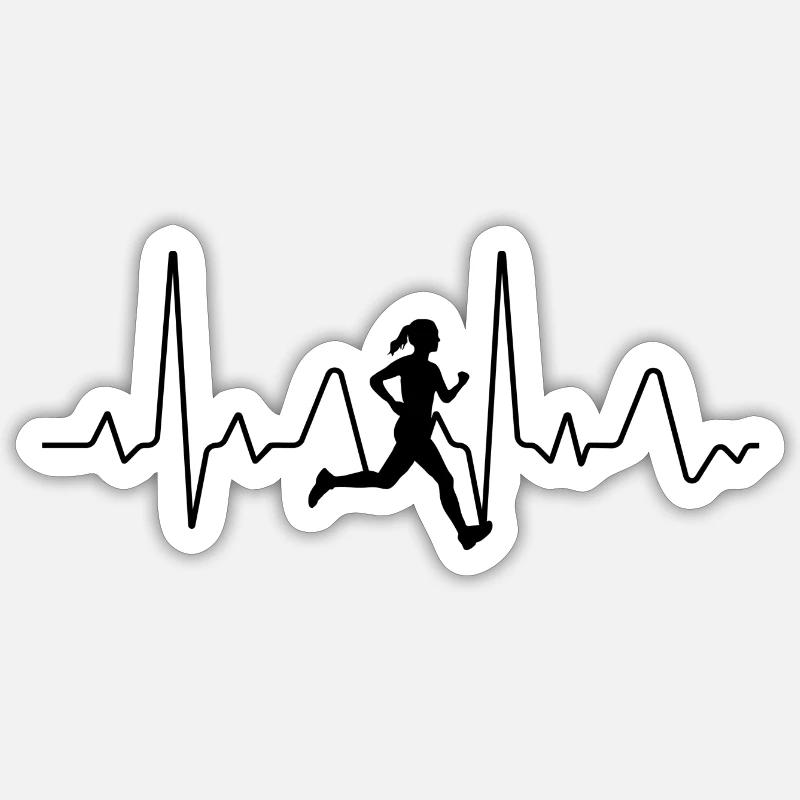 Electrocardiogramme Course à pied Sticker taille S (10 x 10 cm)