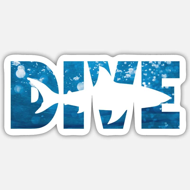 Dive Shark Sticker taille S (10 x 10 cm)