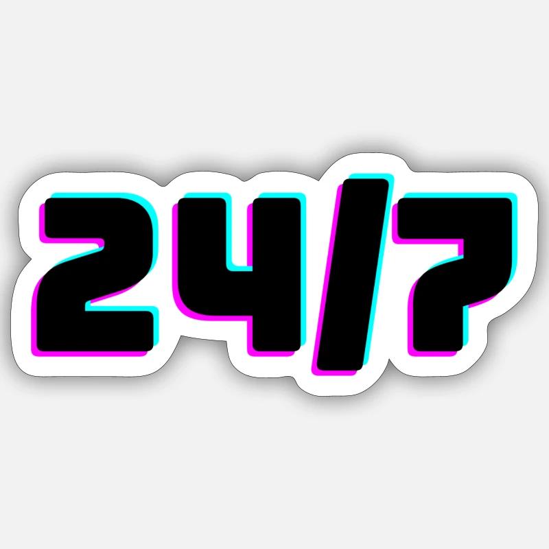 24/7 - Sticker Größe S (10 x 10 cm) - Mattweiß
