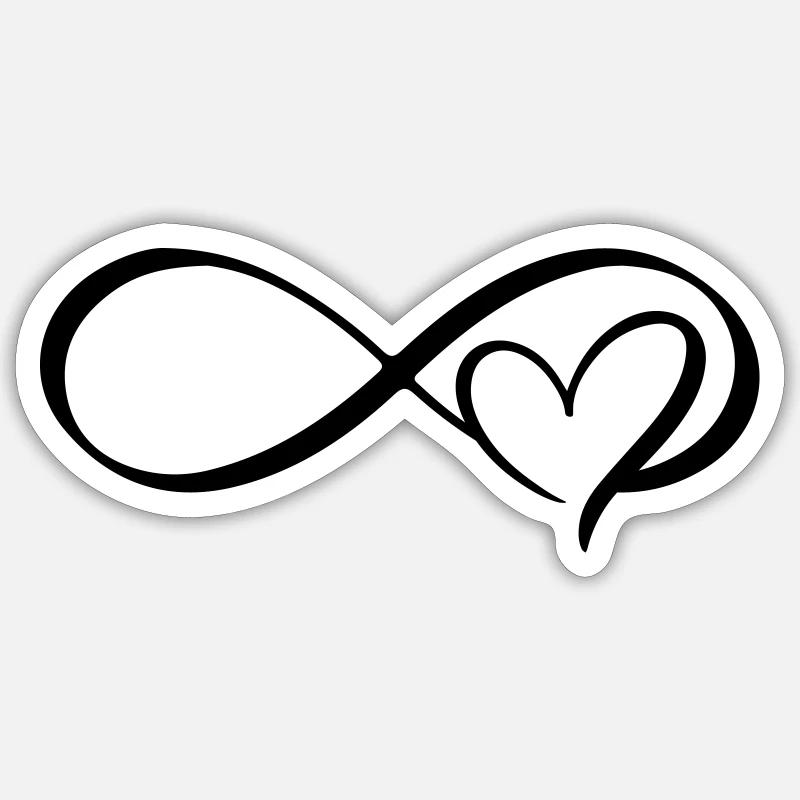 Unendlich Zeichen mit Herz Liebe - Sticker Größe S (10 x 10 cm) - Mattweiß