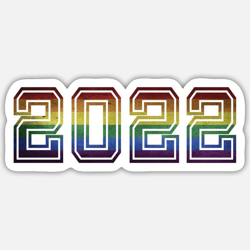 2022 Rainbow - Sticker taille S (10 x 10 cm) - blanc mat