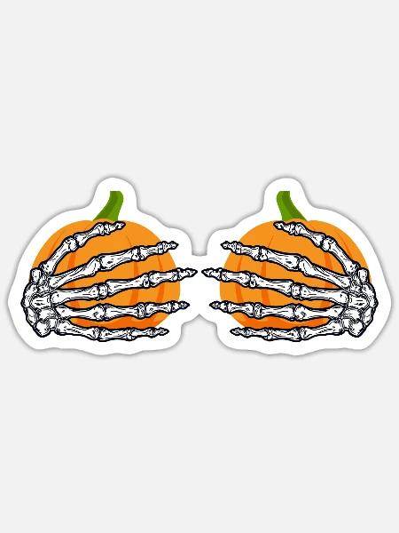 Pumpkin Boobs Halloween Costume - Sticker Größe S (10 x 10 cm) - Mattweiß