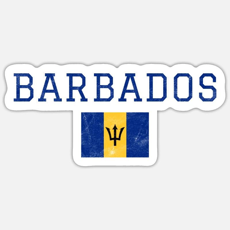 Barbade - Sticker taille S (10 x 10 cm) - blanc mat