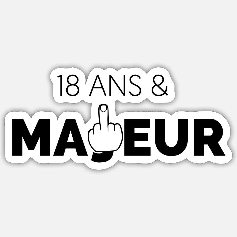 18 ans et majeur - Sticker taille S (10 x 10 cm) - blanc mat