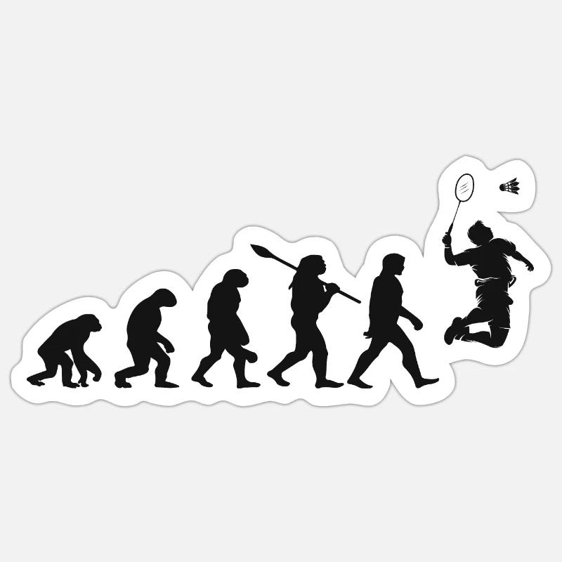 Évolution Badminton Cadeau Pour Badminton Joueurs - Sticker taille S (10 x 10 cm) - blanc mat