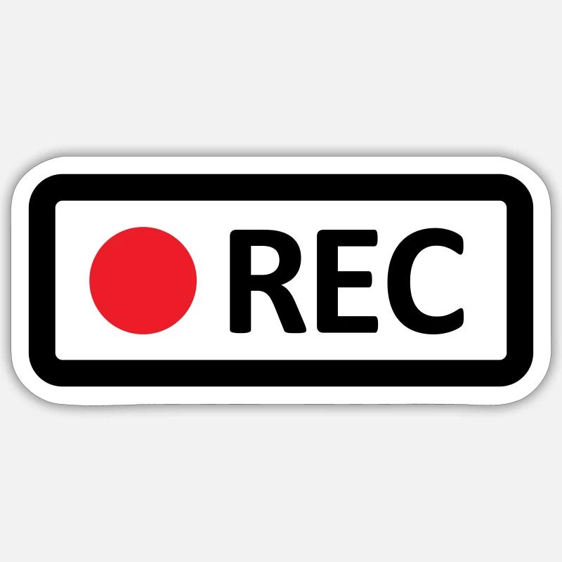 Camera REC recording button. Record, live, rec - Sticker size S (10 x 10 cm) - white matte