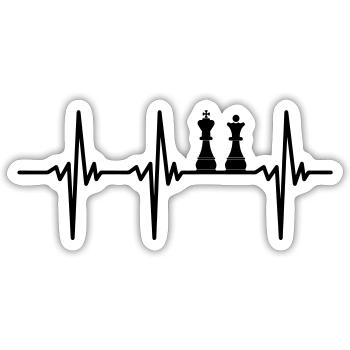 Herzschlag für Schach Spieler - Sticker Größe S (10 x 10 cm) - Mattweiß - Vorne