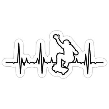 Skateboarding Heartbeat - Sticker size S (10 x 10 cm) - white matte - Front