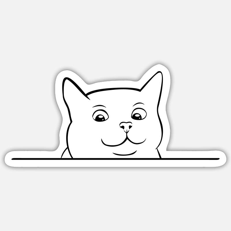 Cat head looking over edge Sticker size S (10 x 10 cm)