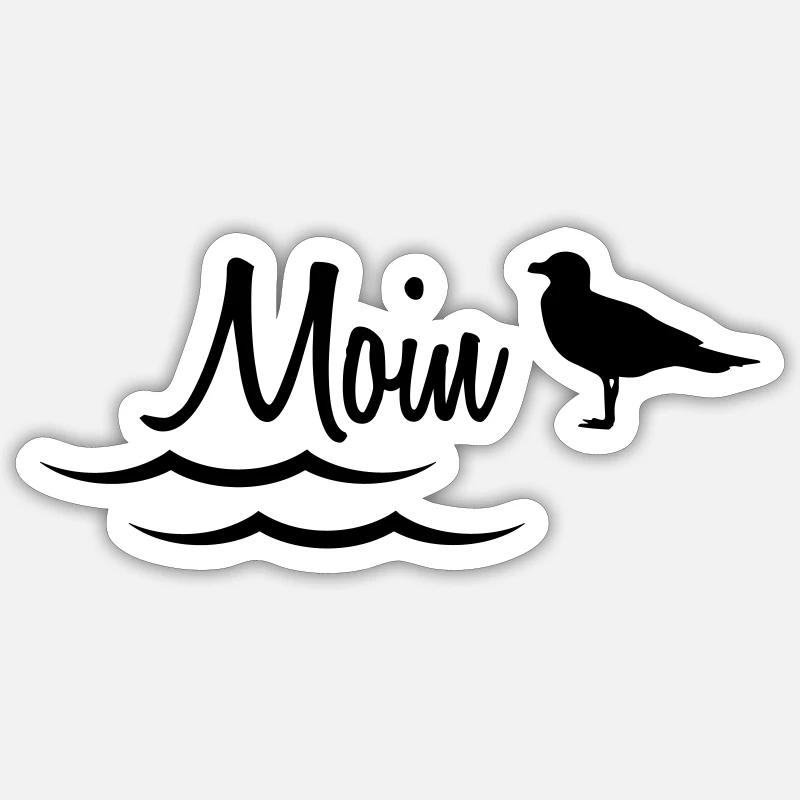 Moin mit Möwe - Sticker Größe S (10 x 10 cm) - Mattweiß