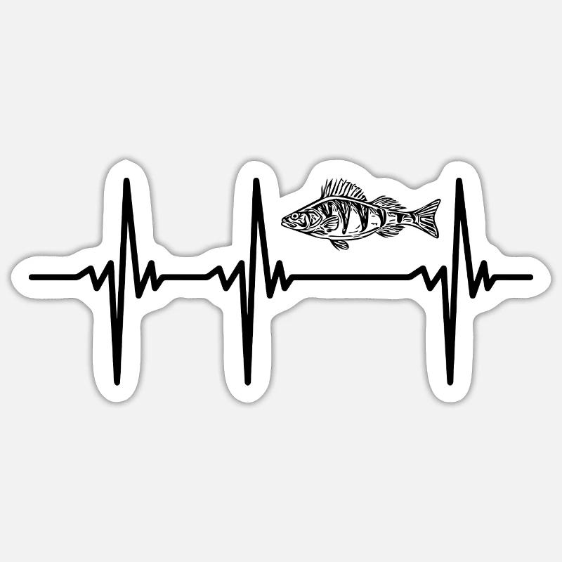 Heartbeat for perch and predatory fish Sticker size S (10 x 10 cm)