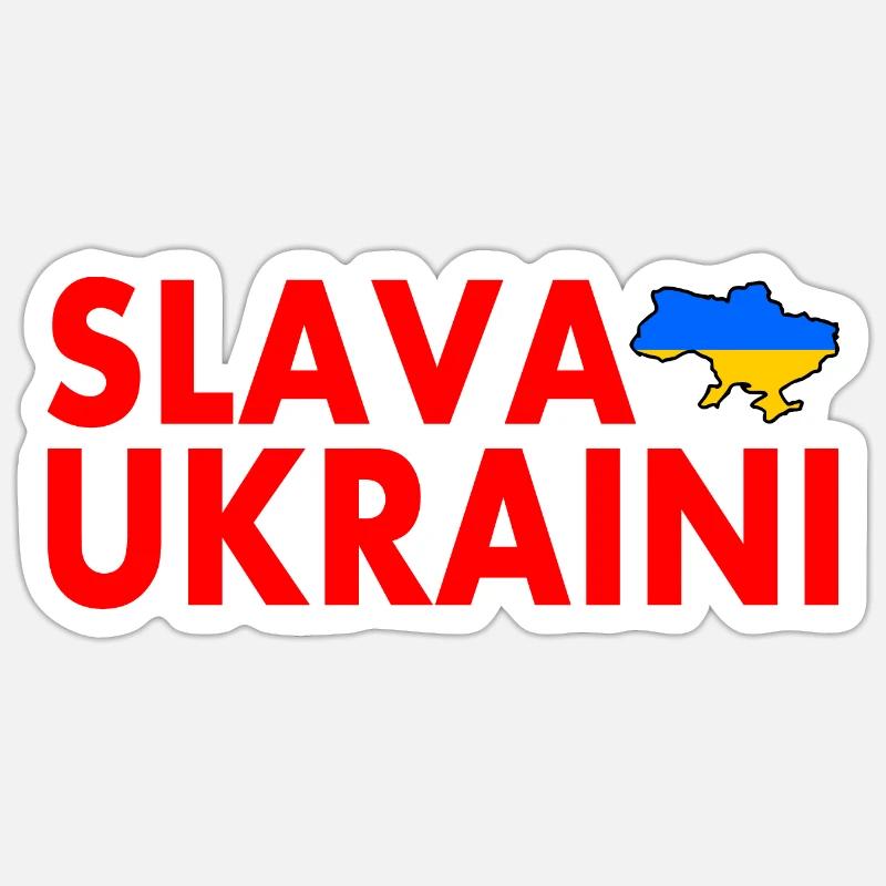 Slava ukraini - Sticker taille S (10 x 10 cm) - blanc mat
