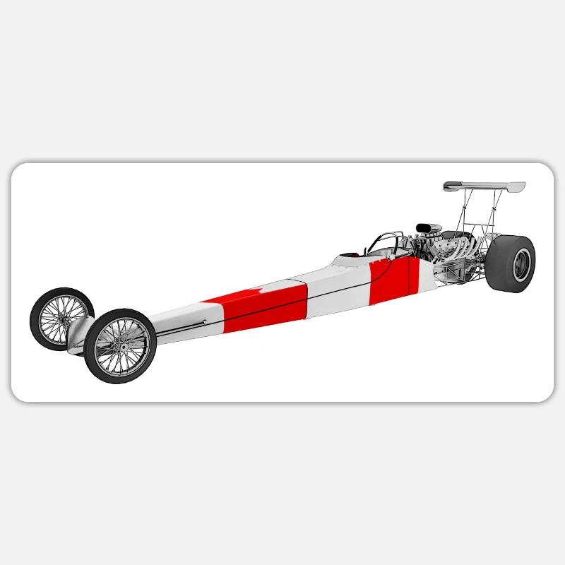 Voiture de course Dragster - Sticker taille S (10 x 10 cm) - blanc mat