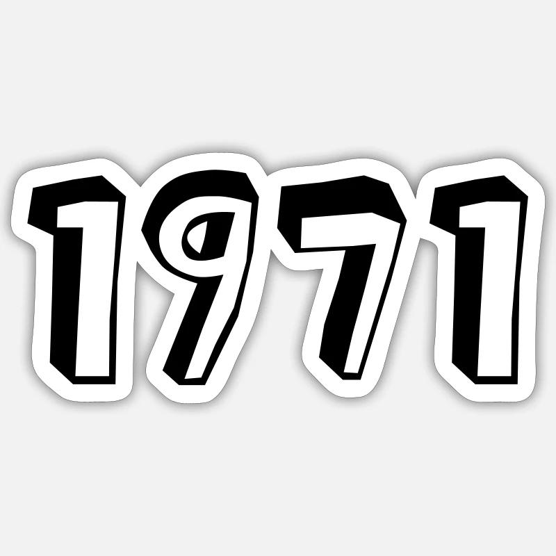 Année de naissance 1971 Anniversaire - Sticker taille S (10 x 10 cm) - blanc mat