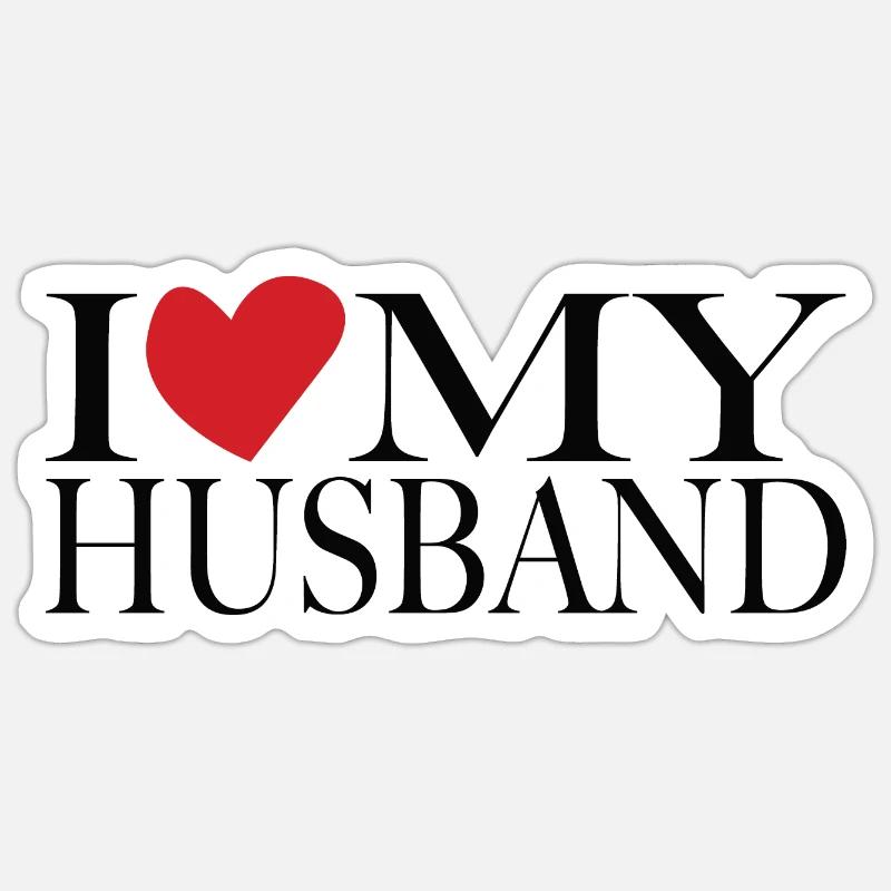J'aime mon mari - Sticker taille S (10 x 10 cm) - blanc mat