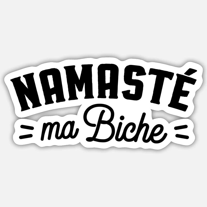 Namasté ma biche - Sticker taille S (10 x 10 cm) - blanc mat